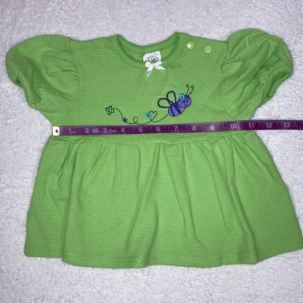 Vintage Healthtex green bumblebee baby doll top 18m